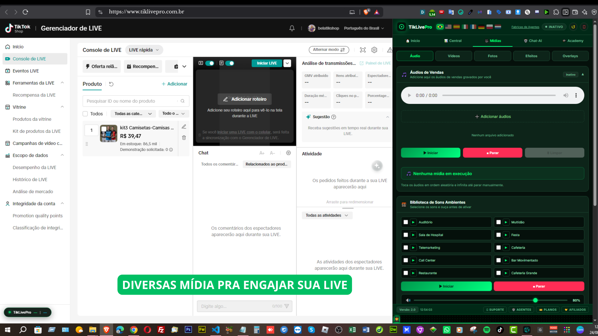 Chat com IA integrado à live