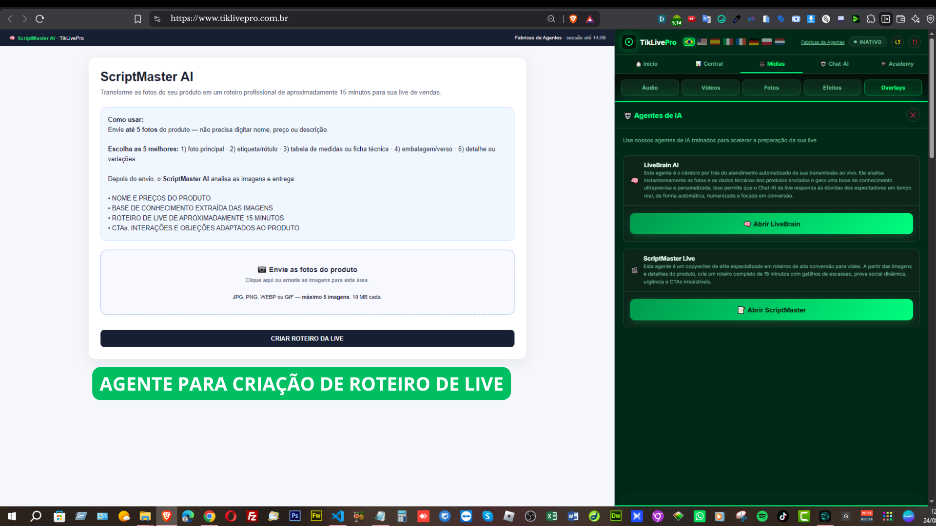 Interface disponível em 8 idiomas
